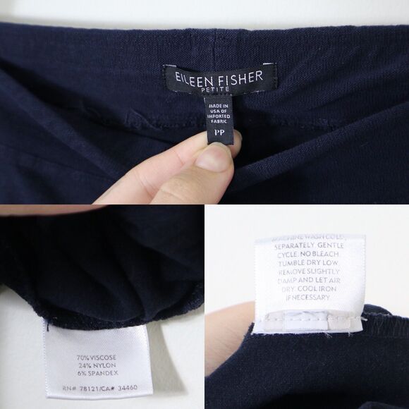 Eileen Fisher Size PP System Washable Crepe Slim Ankle Pant Navy Blue - Picture 4 of 10
